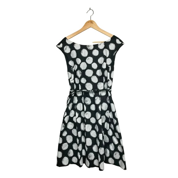 White House Black Market Dresses & Skirts - Eliza J Polka Dot Cotton Belted Fit & Flarea Dress Black White With Belt 4